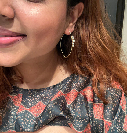 The Enache Pearl Marquise Hoop Earrings TheEnache