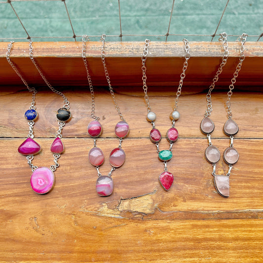 The Enache Pink Agate Rose Quartz Necklace TheEnache