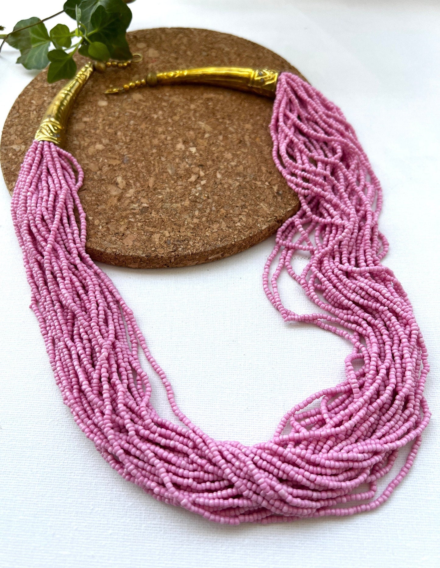 The Enache Pink Beaded Multi-Strand Necklace TheEnache
