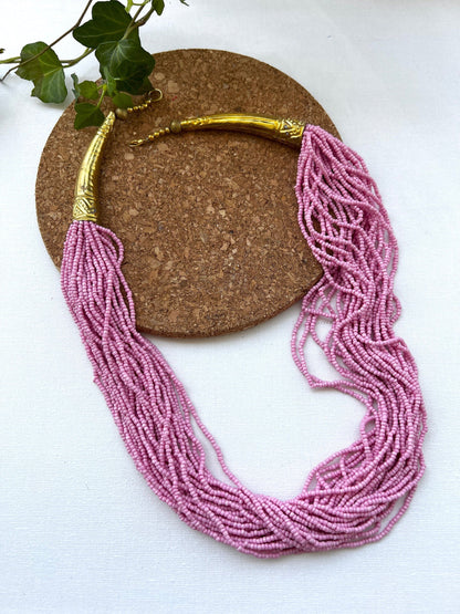 The Enache Pink Beaded Multi-Strand Necklace TheEnache