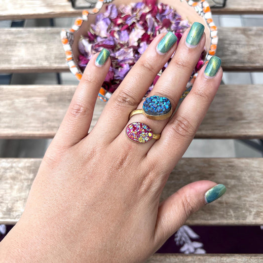 The Enache Pink Blue Druzy Ring TheEnache