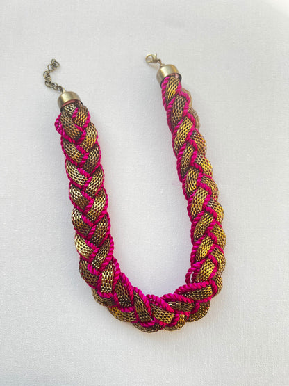 The Enache Pink Bohemian Braided Necklace TheEnache