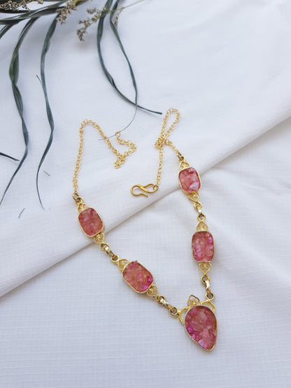 The Enache Pink Druzy Bib Necklace TheEnache