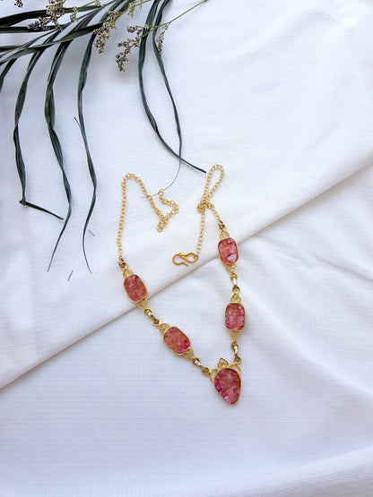 The Enache Pink Druzy Bib Necklace TheEnache
