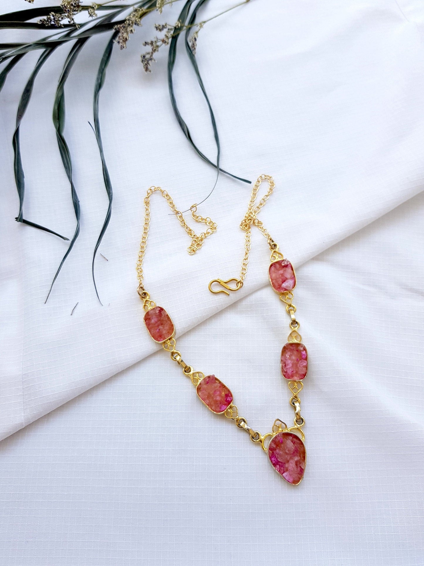The Enache Pink Druzy Bib Necklace TheEnache