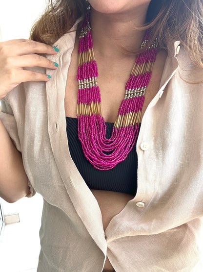 The Enache Pink Multi Layer Necklace TheEnache