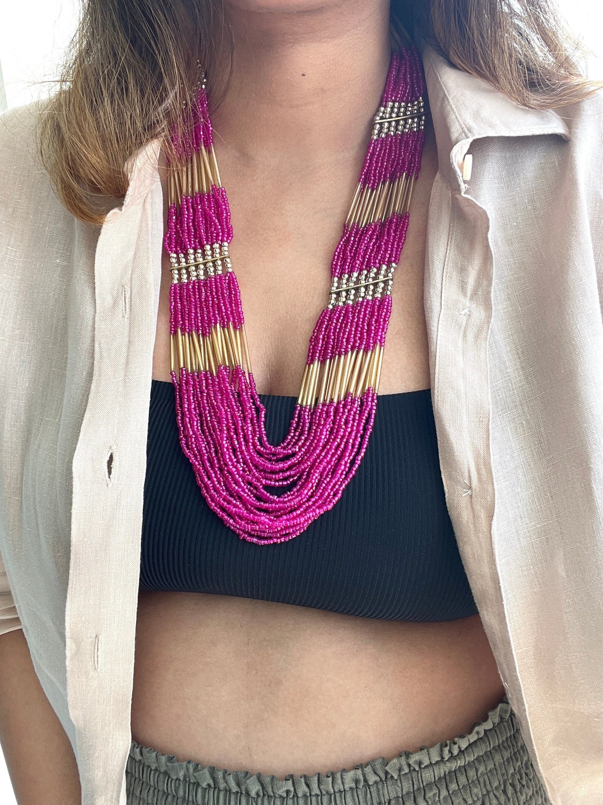 The Enache Pink Multi Layer Necklace TheEnache