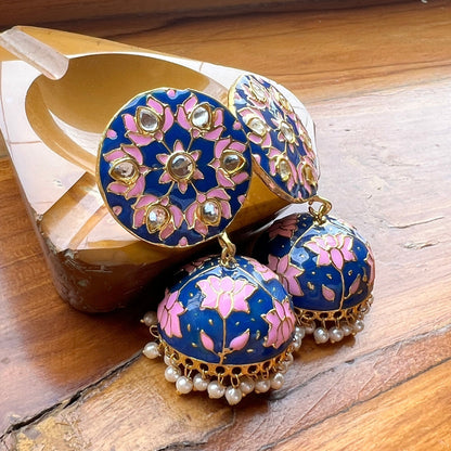 The Enache Pink Pearl Jhumka Earrings TheEnache
