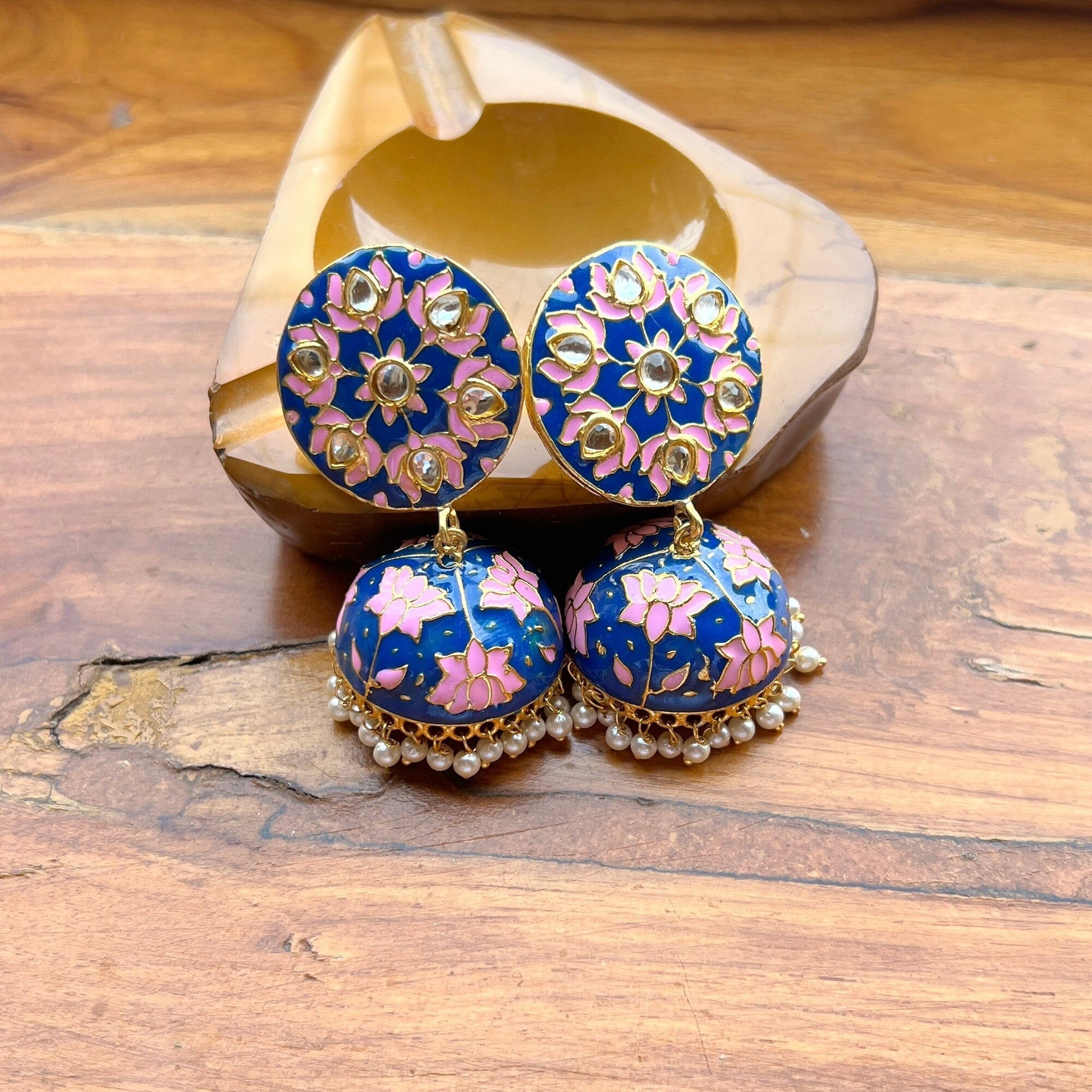 The Enache Pink Pearl Jhumka Earrings TheEnache