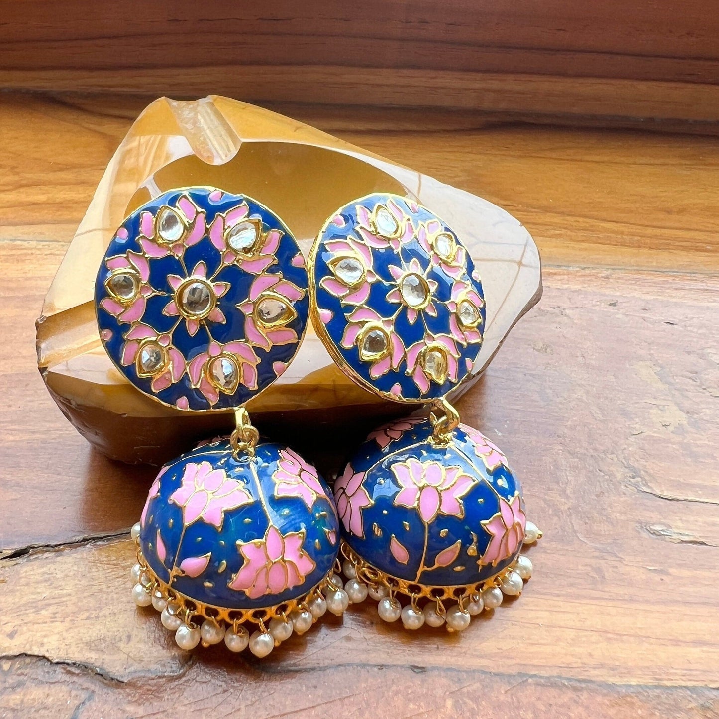 The Enache Pink Pearl Jhumka Earrings TheEnache