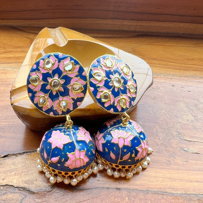 The Enache Pink Pearl Jhumka Earrings TheEnache
