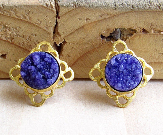 The Enache Purple/Blue Druzy Studs TheEnache