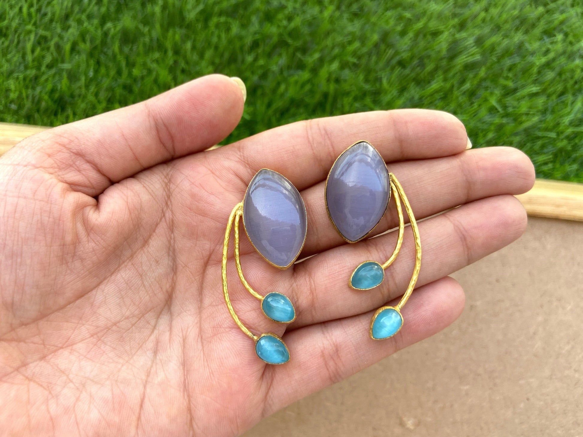The Enache Purple Boho Stud Earrings TheEnache