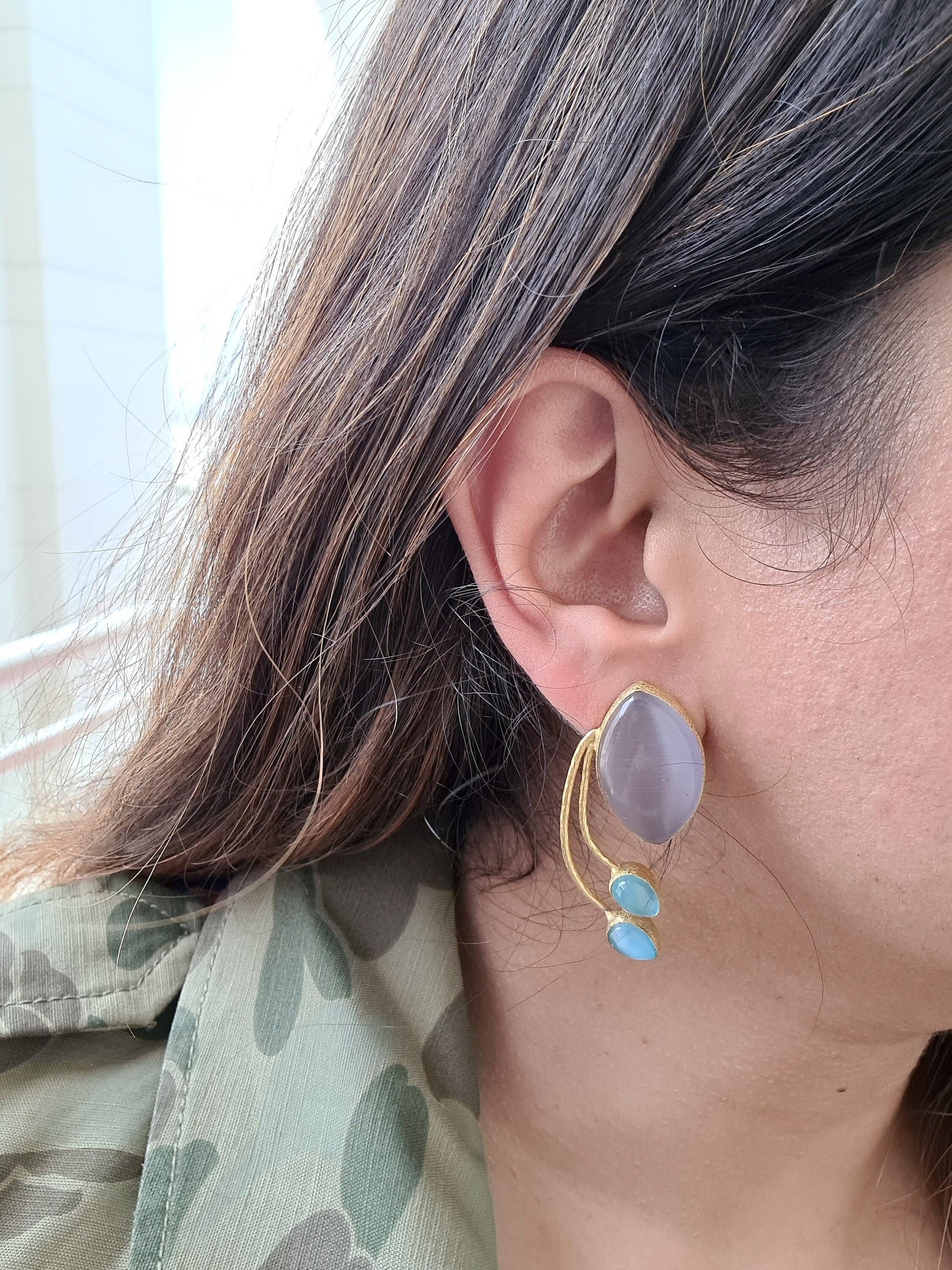 The Enache Purple Boho Stud Earrings TheEnache
