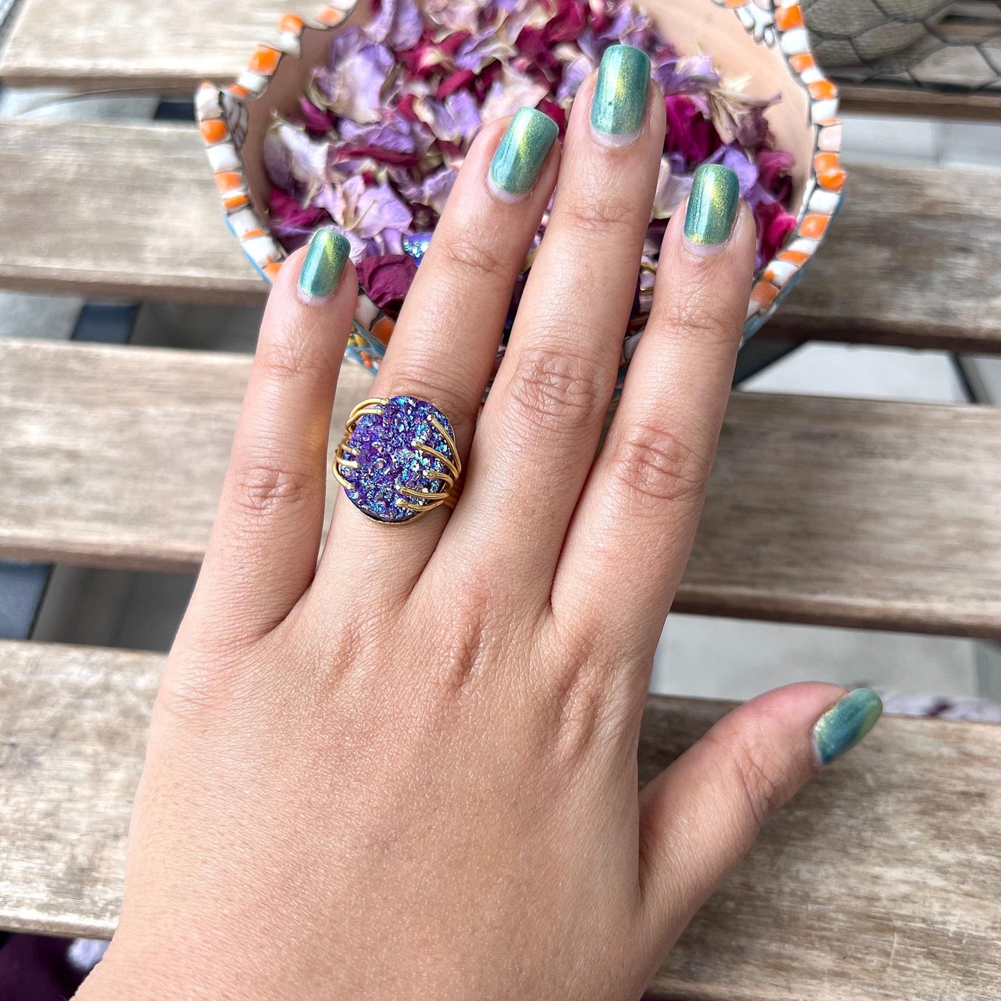 The Enache Purple Druzy Agate Ring TheEnache