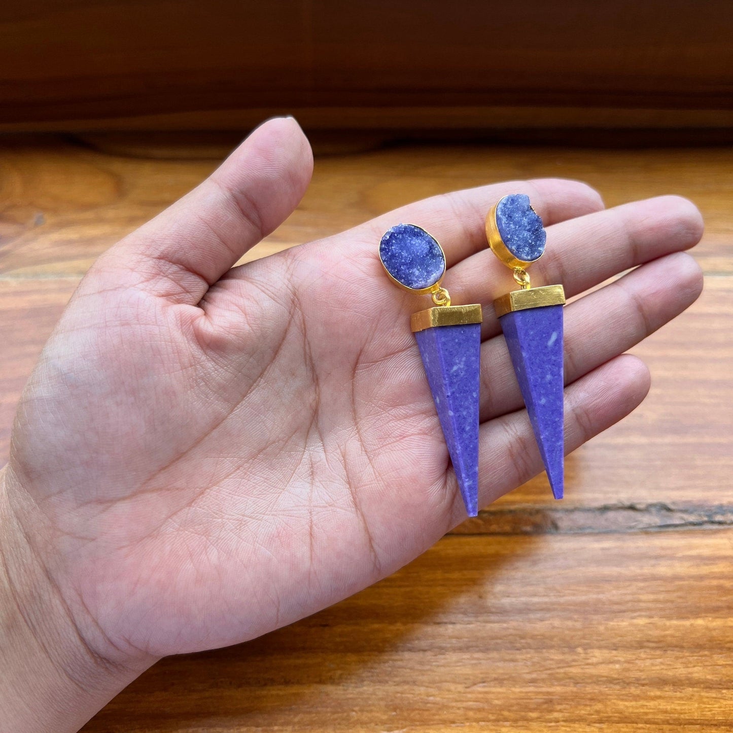 The Enache Purple Jasper Spike Earrings TheEnache