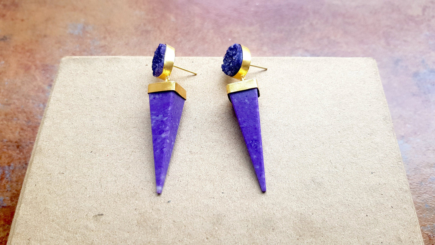 The Enache Purple Jasper Spike Earrings TheEnache