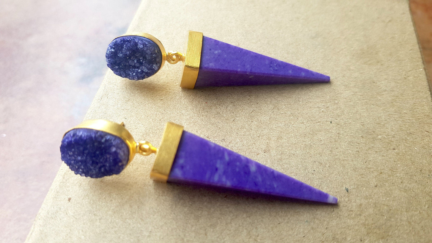 The Enache Purple Jasper Spike Earrings TheEnache