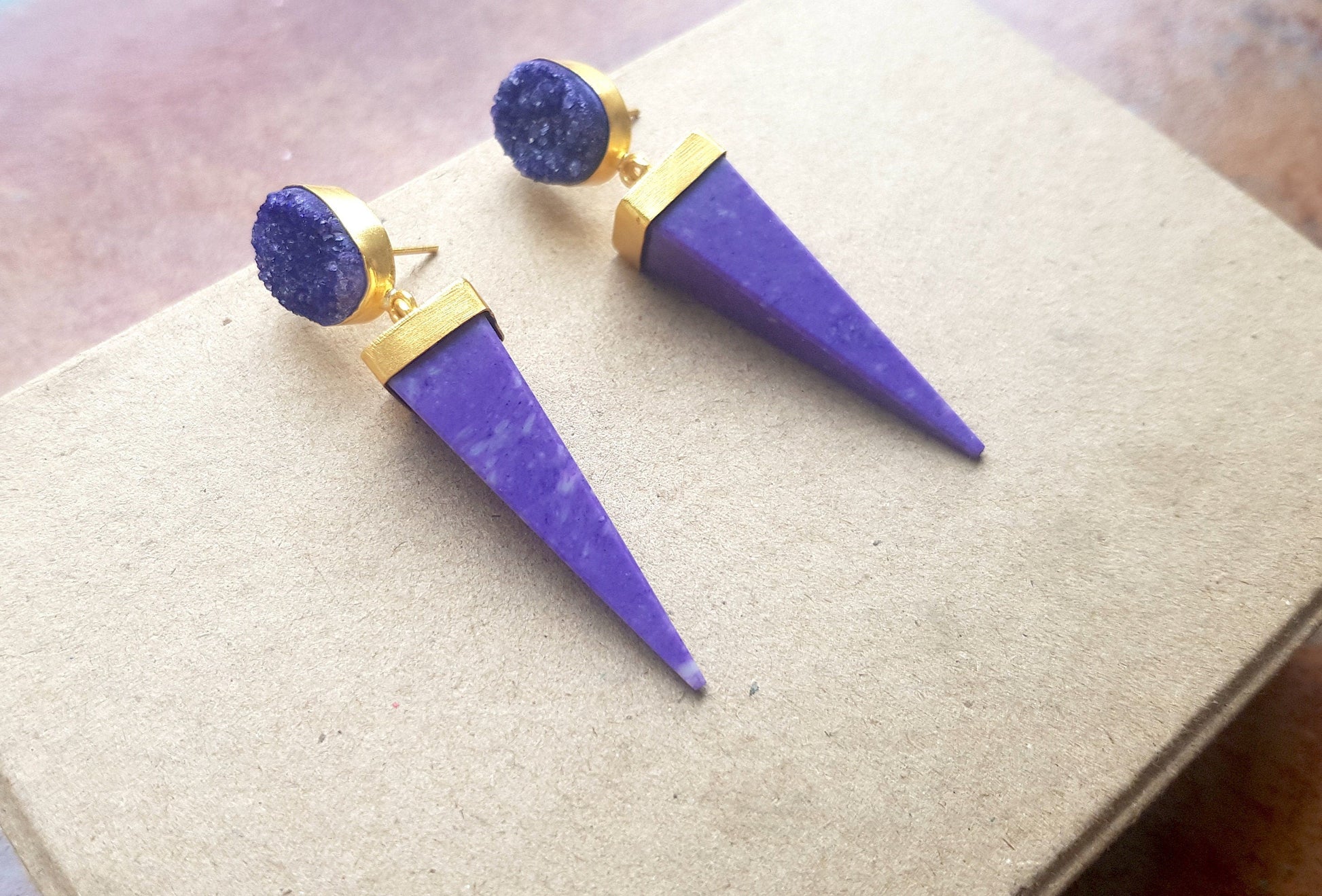 The Enache Purple Jasper Spike Earrings TheEnache