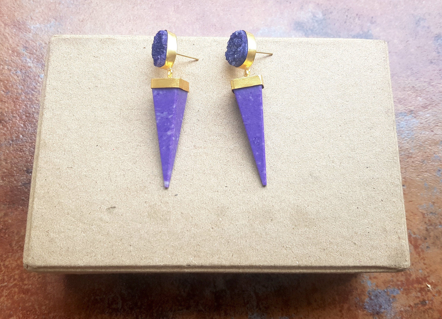 The Enache Purple Jasper Spike Earrings TheEnache