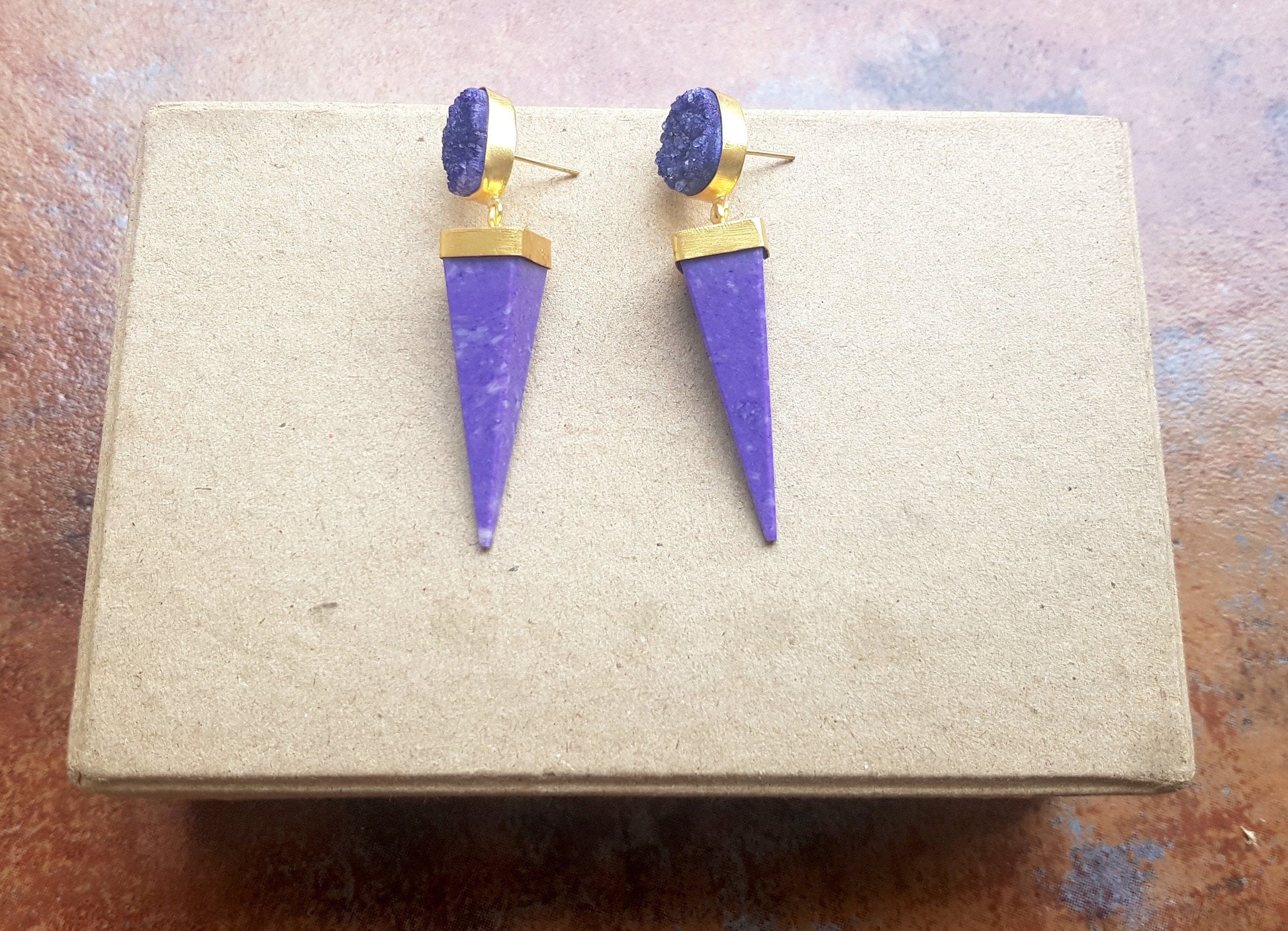 The Enache Purple Jasper Spike Earrings TheEnache