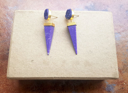 The Enache Purple Jasper Spike Earrings TheEnache