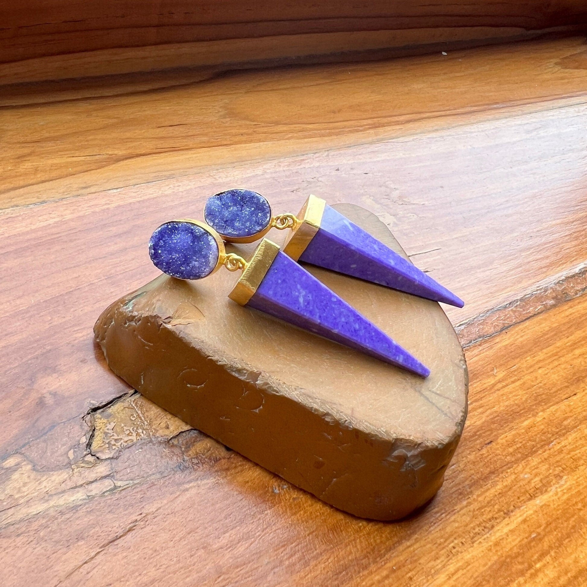 The Enache Purple Jasper Spike Earrings TheEnache