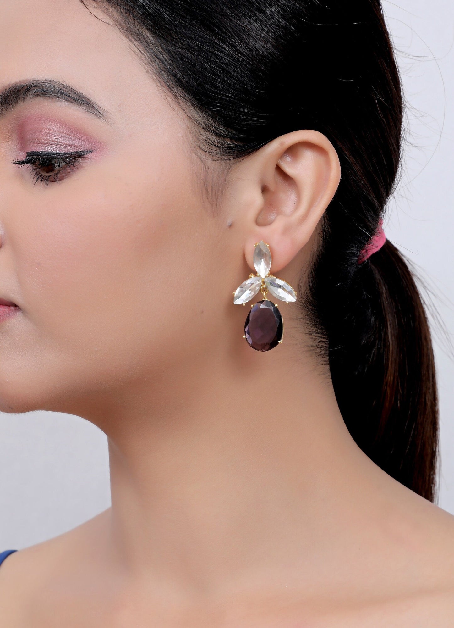 The Enache Purple Teardrop Crystal Earrings TheEnache