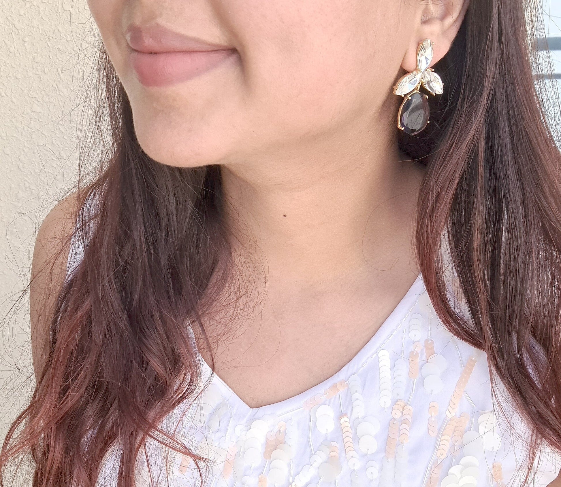 The Enache Purple Teardrop Crystal Earrings TheEnache