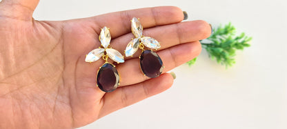 The Enache Purple Teardrop Crystal Earrings TheEnache