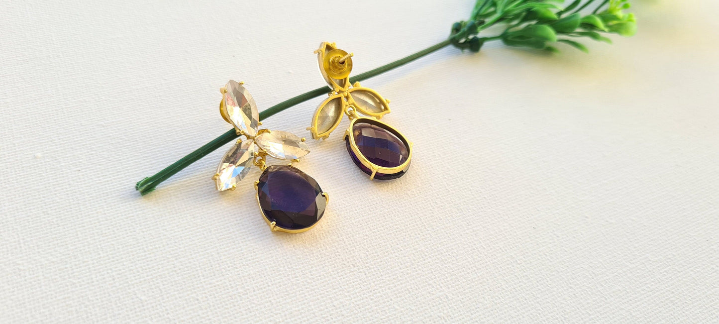 The Enache Purple Teardrop Crystal Earrings TheEnache
