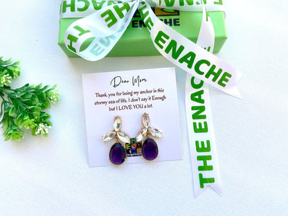The Enache Purple Teardrop Crystal Earrings TheEnache