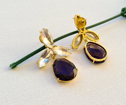 The Enache Purple Teardrop Crystal Earrings TheEnache