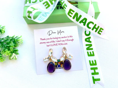 The Enache Purple Teardrop Crystal Earrings TheEnache