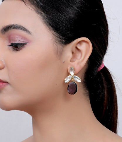 The Enache Purple Teardrop Crystal Earrings TheEnache