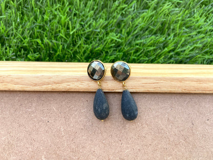 The Enache Pyrite Black Dangle Earrings TheEnache