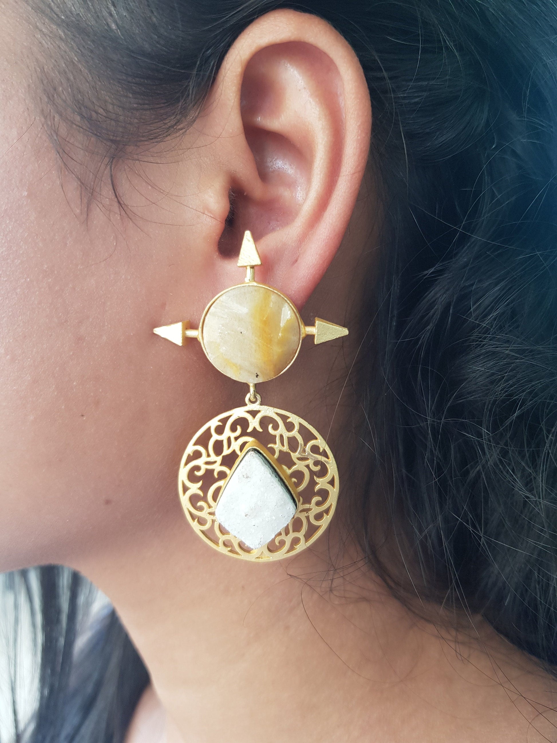 The Enache Raw Rutile Quartz Earrings TheEnache