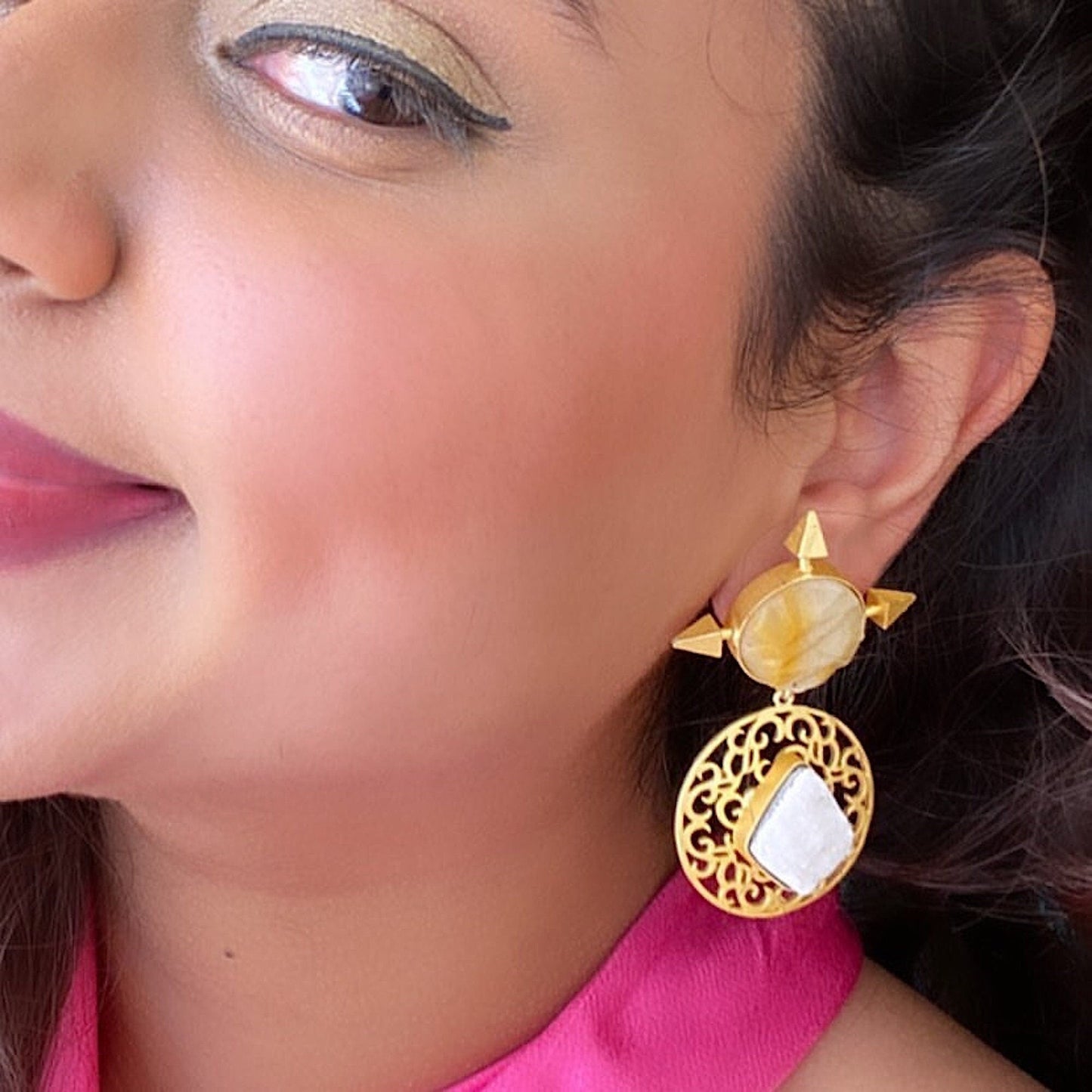 The Enache Raw Rutile Quartz Earrings TheEnache