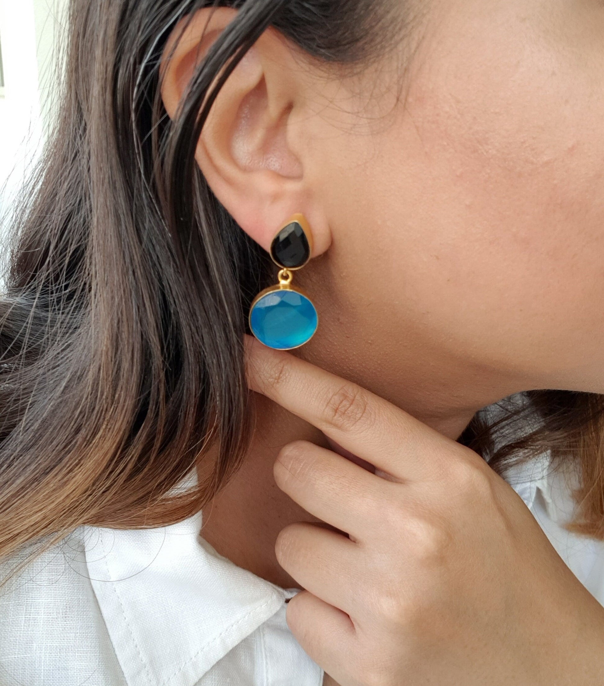 The Enache Red Blue Onyx Earrings TheEnache