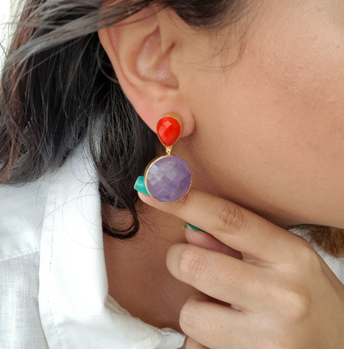The Enache Red Blue Onyx Earrings TheEnache