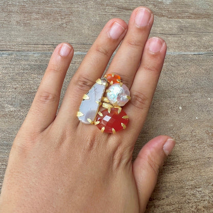 The Enache Red Brown Multi Gemstone Ring TheEnache