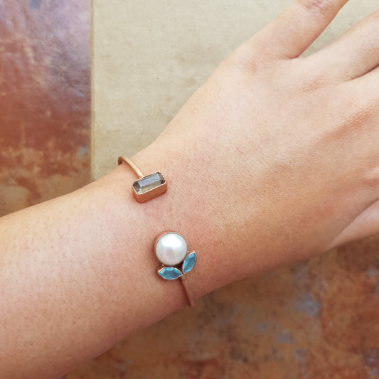 The Enache Rose Gold Gemstone Cuff Bracelet TheEnache