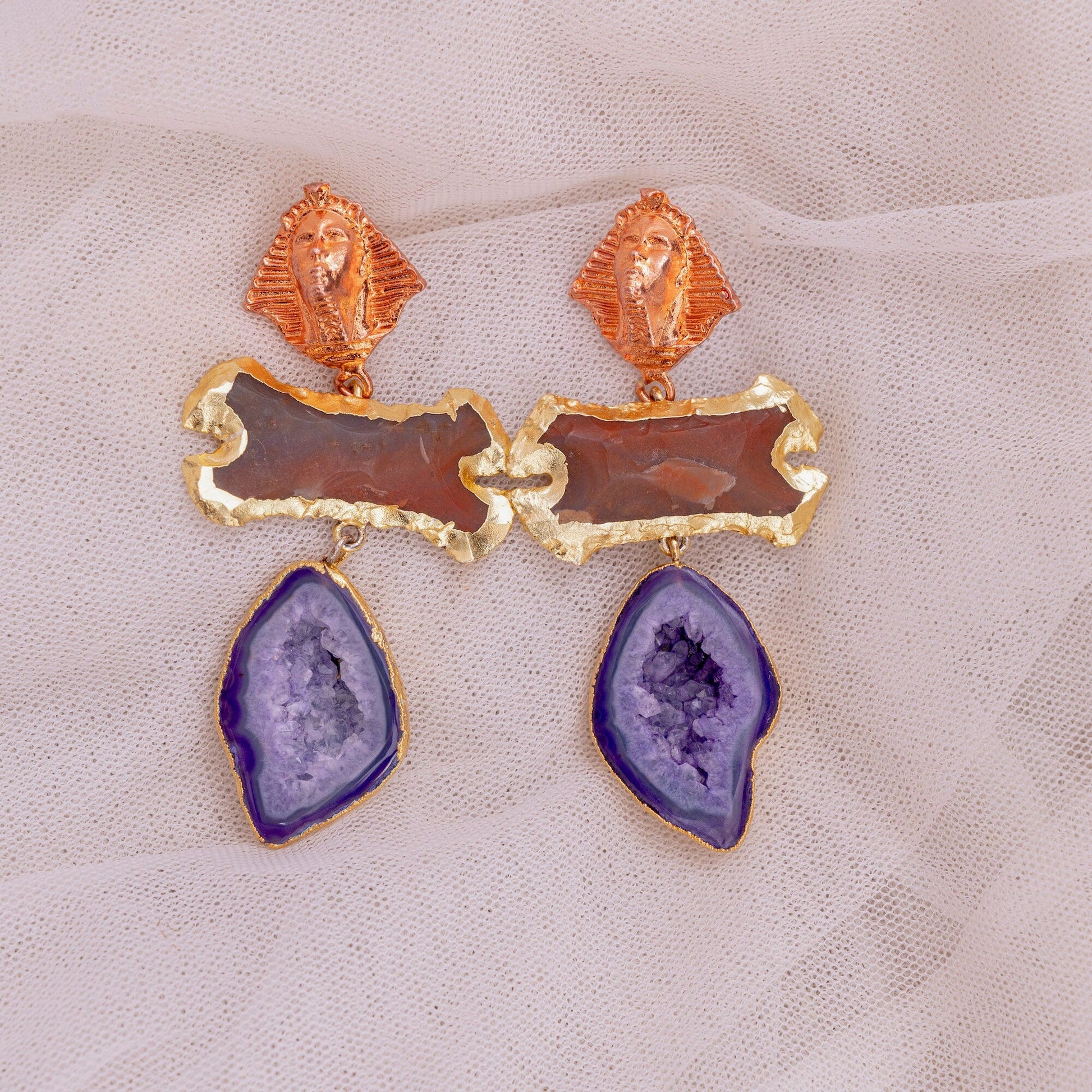 The Enache Rose Gold Sphinx Jasper Earrings TheEnache