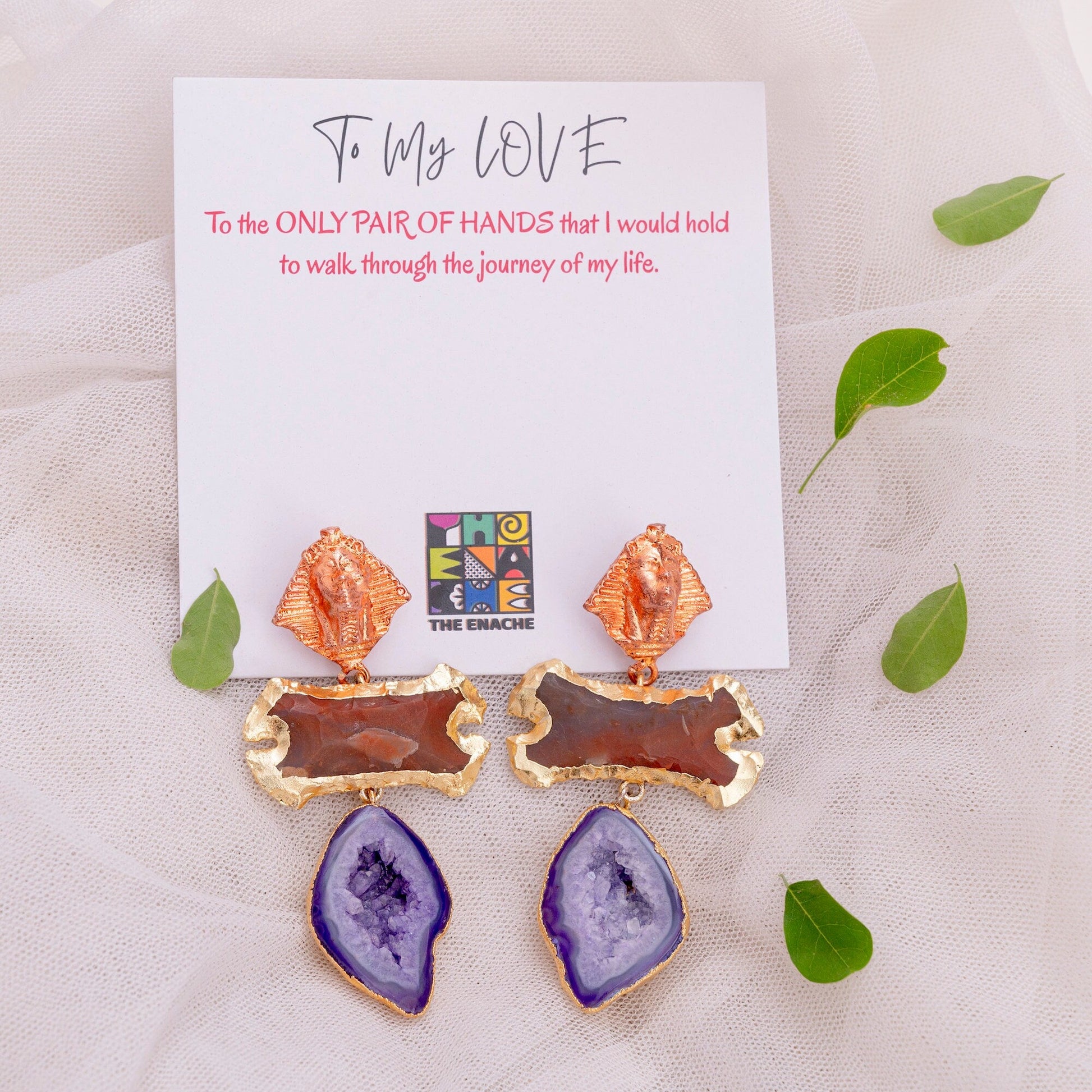 The Enache Rose Gold Sphinx Jasper Earrings TheEnache
