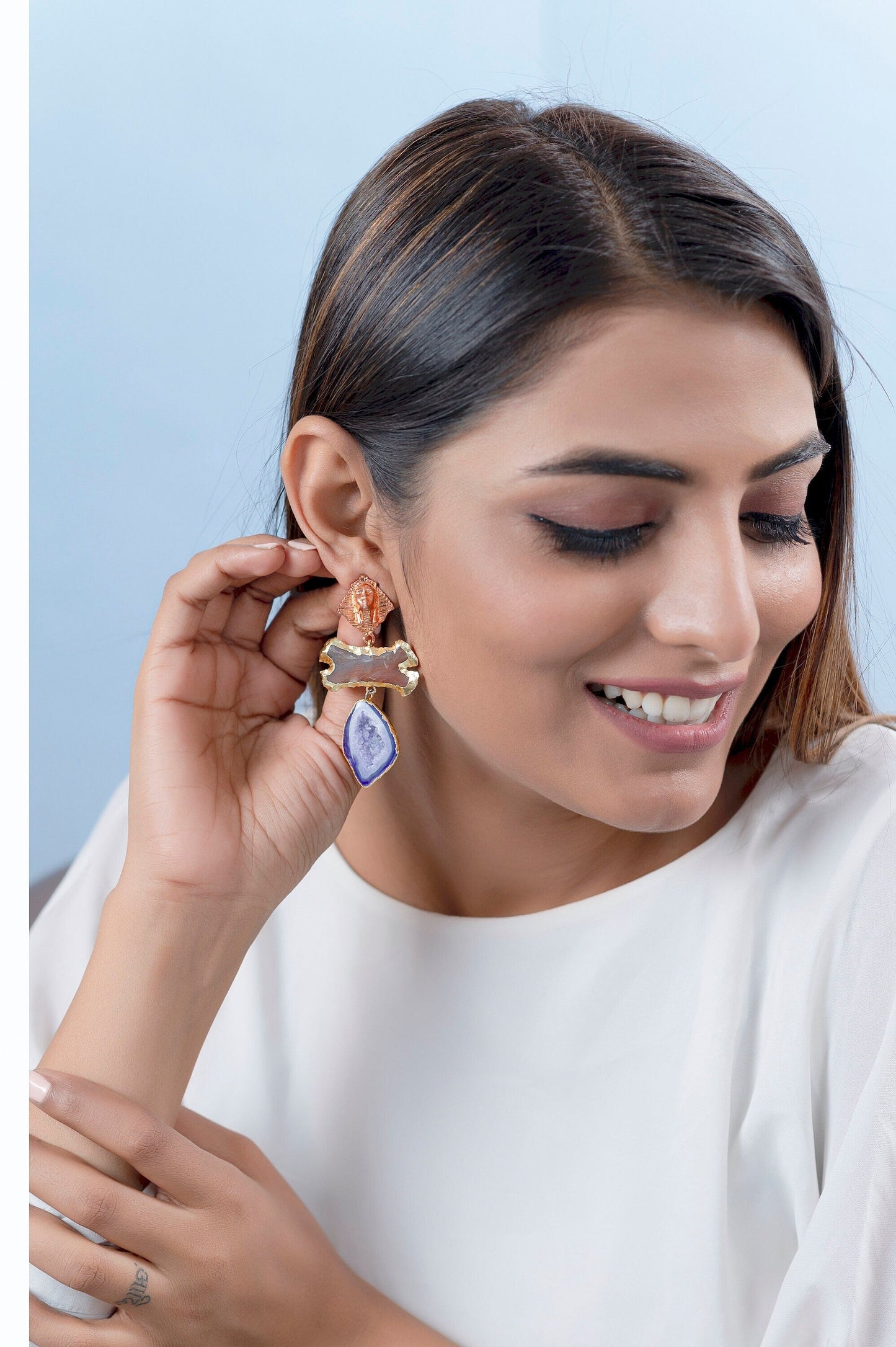 The Enache Rose Gold Sphinx Jasper Earrings TheEnache
