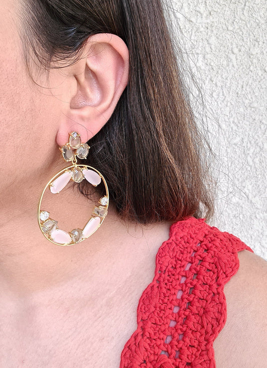 The Enache Rose Quartz Dangle Earrings TheEnache