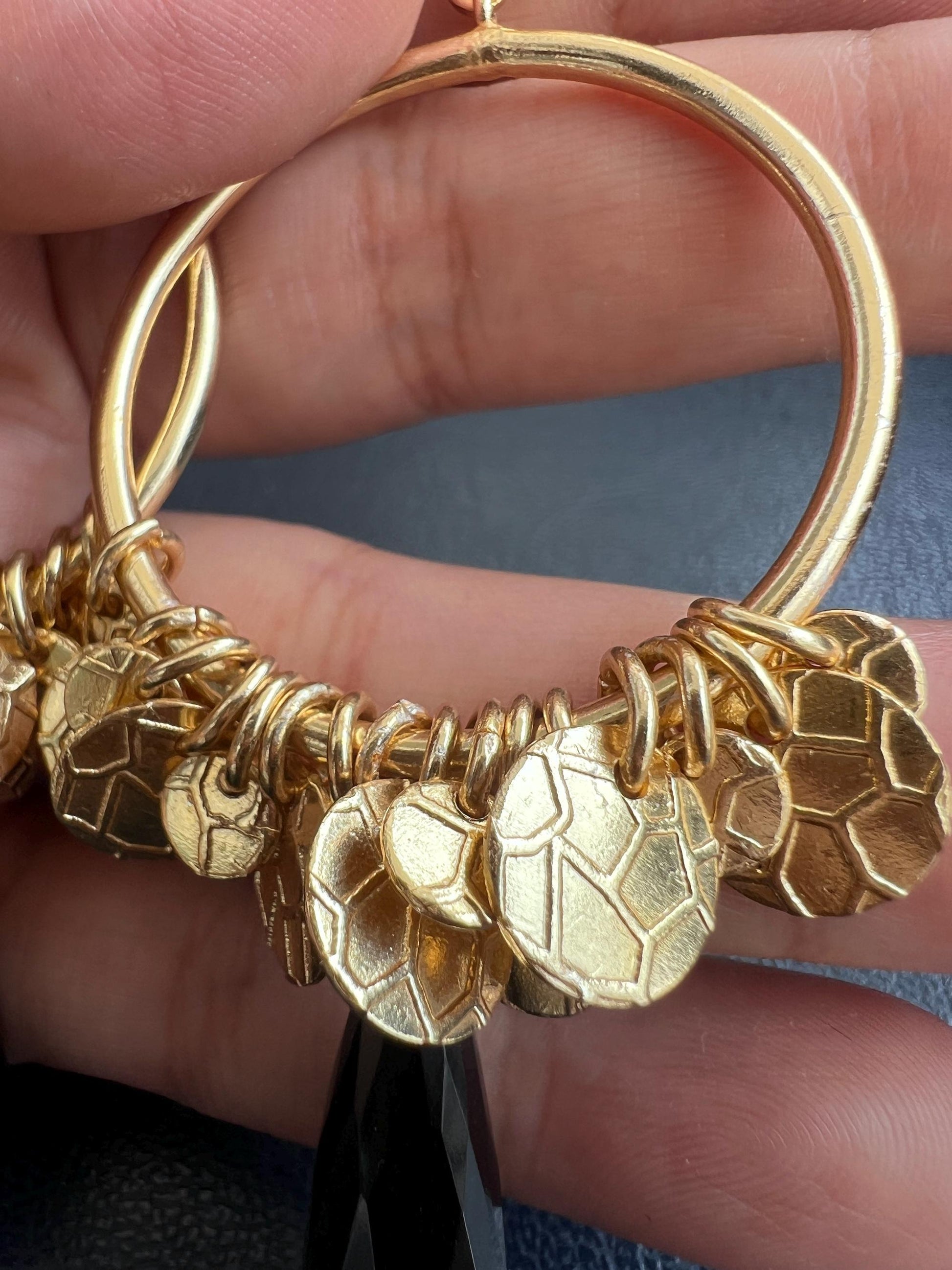 The Enache Round Black Onyx Tear Drop Statement Earrings with Gypsy Coins TheEnache