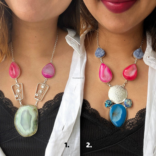 The Enache Sage Pink Geode Necklace TheEnache