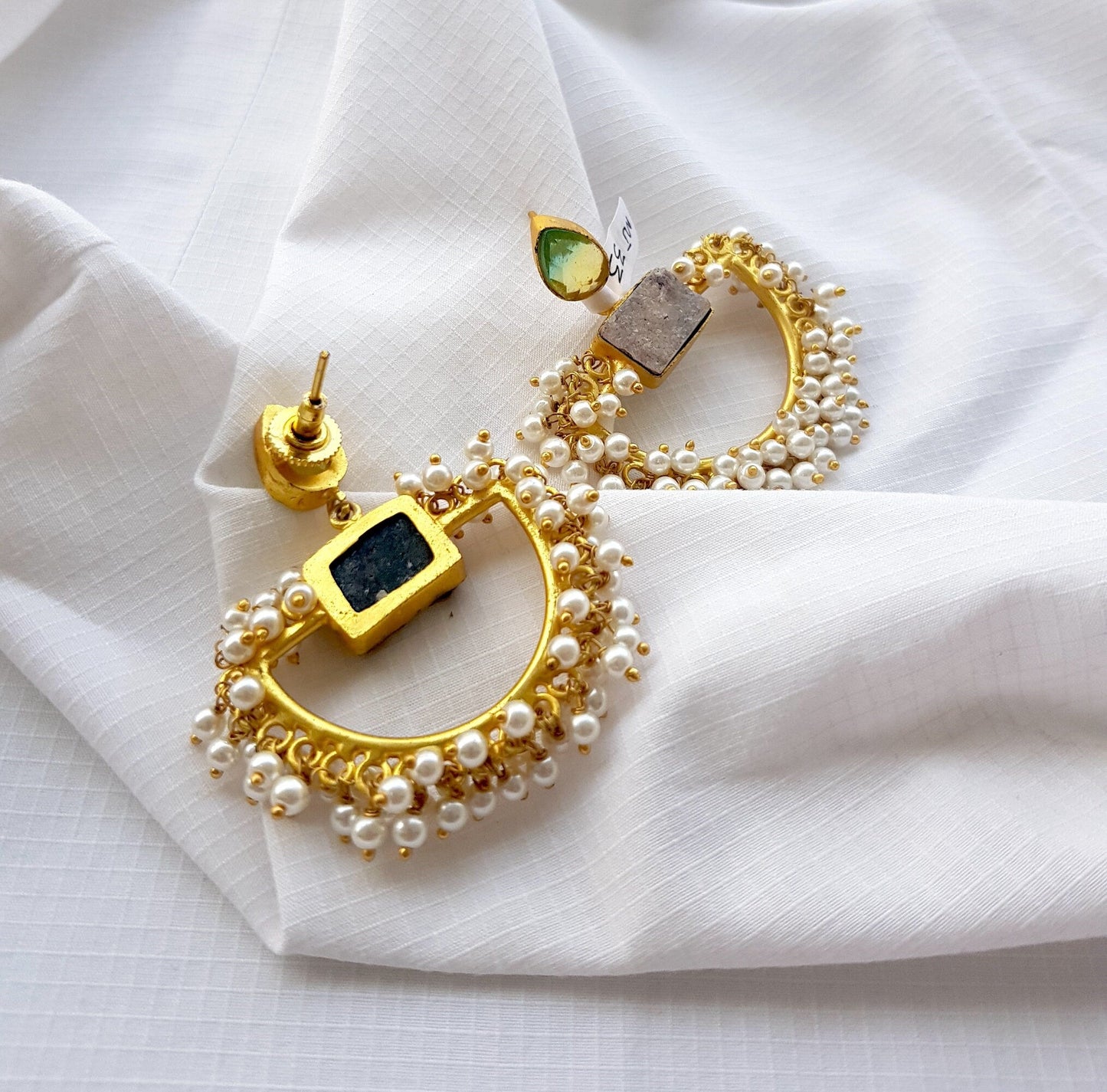 The Enache Semi Circle Gold Pearl Indian Ethnic Statement Earrings TheEnache