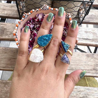 The Enache Set of 2 - Blue White Druzy Ring TheEnache